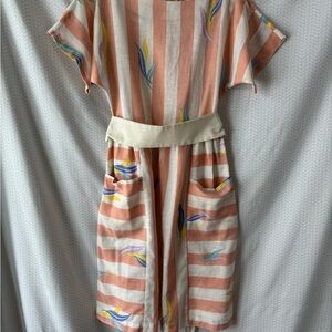 Striped Pink and Cream Dress with Belt